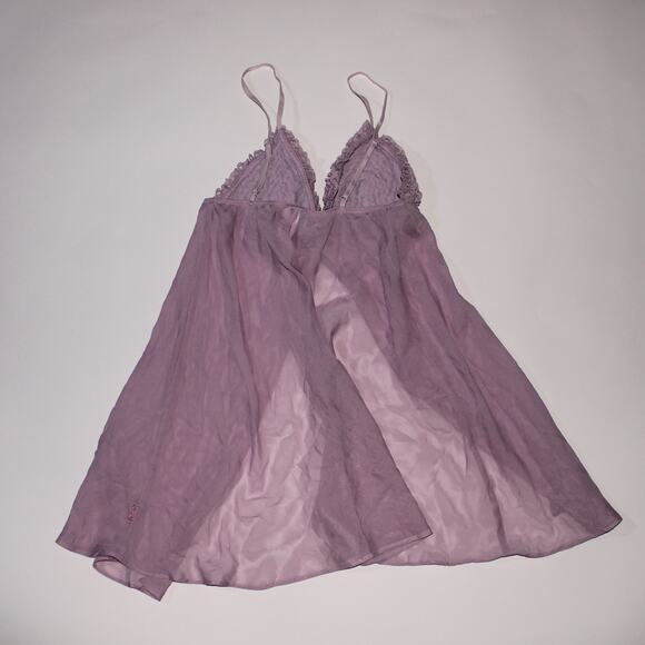 La Senza Lingerie Lilac Purple Semi Sheer Open Front Babydoll With Lace Ruffles - Picture 2 of 5
